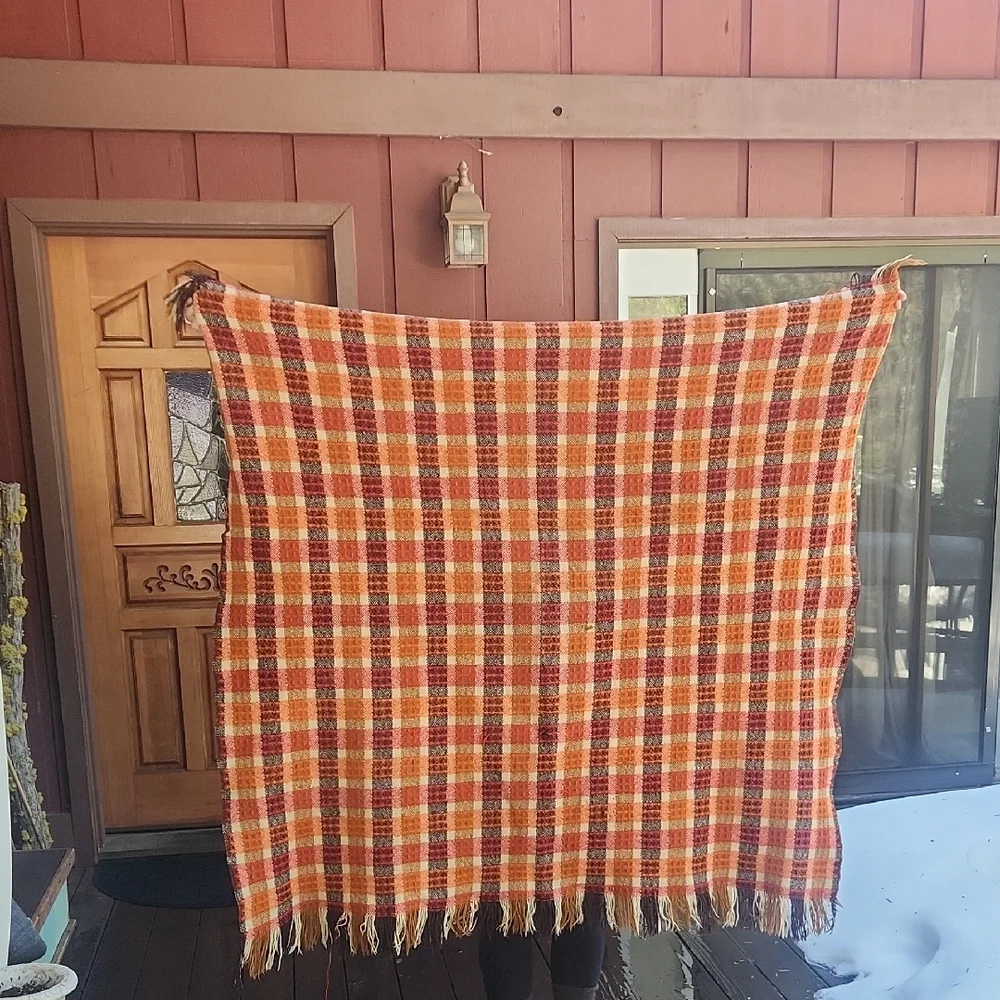 Pendleton Vintage Wool Motor Robe Plaid Fringe Blanket